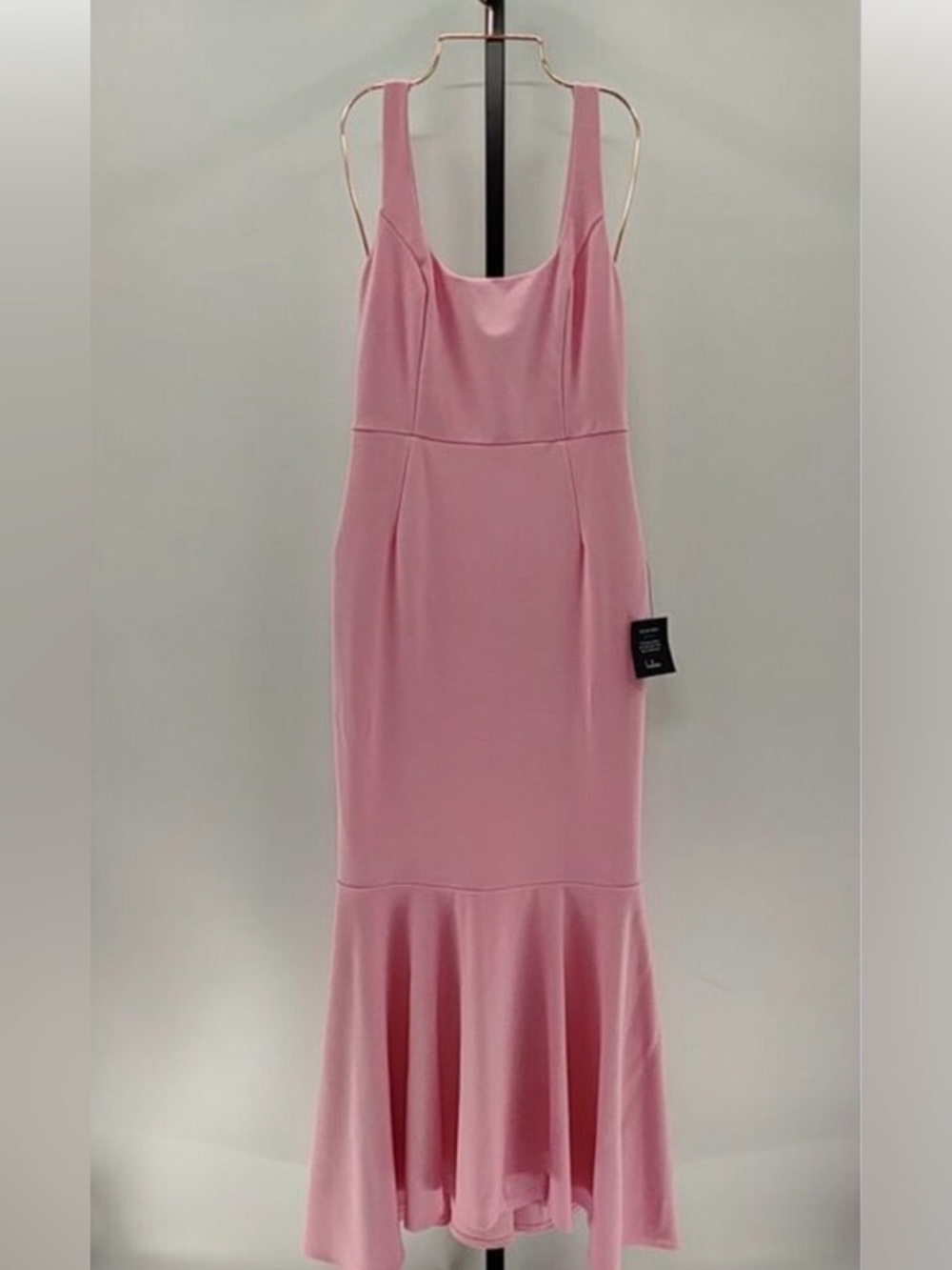 Lulus Romantic Destiny Light Pink Square Neck Trumpet Maxi Dress M NWT - Picture 4 of 6